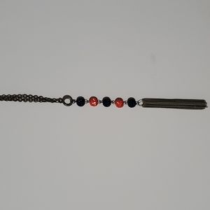 Women's Bronze Orange and Blue Beaded necklace